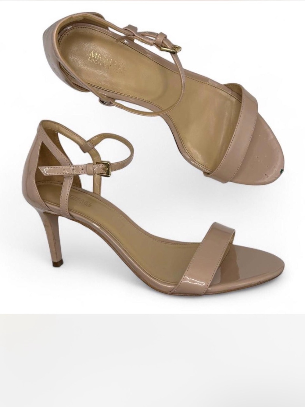 Michael Kors Women's Ava Mid Patent Leather Sandal Heel